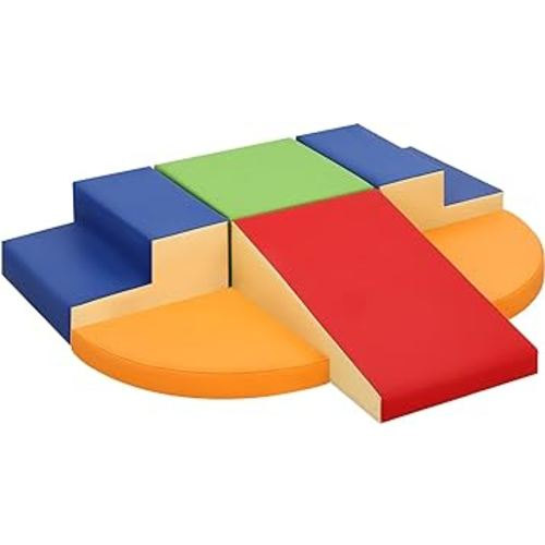 6-Piece Soft PU Leather Toddlers Climbing Toys, Baby Foam Climbing Blocks for Toddlers, Foam Play Gym Climbing Structures for Toddlers 3, Indoor Climb and Crawl Activity Play Set