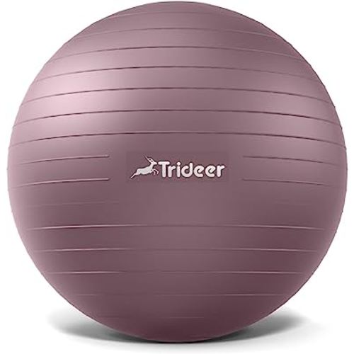 Trideer Yoga Ball - Exercise Ball for Workout pilates Stability - Anti-Burst and Slip Resistant for physical therapy, Birthing, Stretching & Core Workout, Office Ball Chair, Flexible Seating, Home Gym