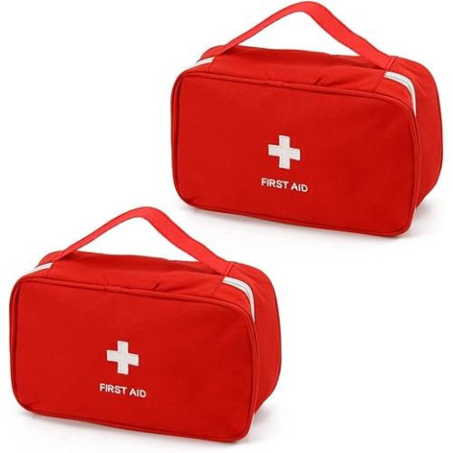 Portable Empty First Aid Kit Bag, Travel Medicine Pouch, Small Medical Bag (2 Pieces Red)