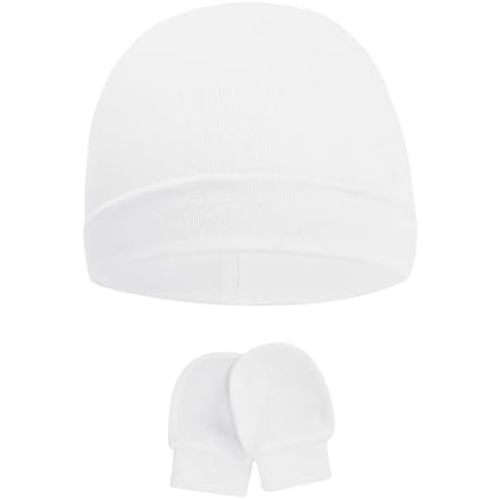 American Trends Baby Beanies for Boys Girls Newborn Infant Hat with Mittens Cute Cotton Hospital Hats for 0-6 Months