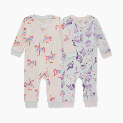 Burt's Bees Baby Organic Cotton Footless Sleep & Play PJs (2 Pack) - Carousel Horse 2 Pk, 0-3 M