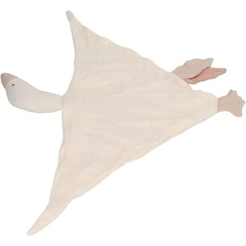Soft Cotton Baby Goose Shaped Security Blanket for Newborn Infant Cute Breathable, Promotes Fine Motor Development, Multi Functional, Use as an Appease Toy (Ivory White)