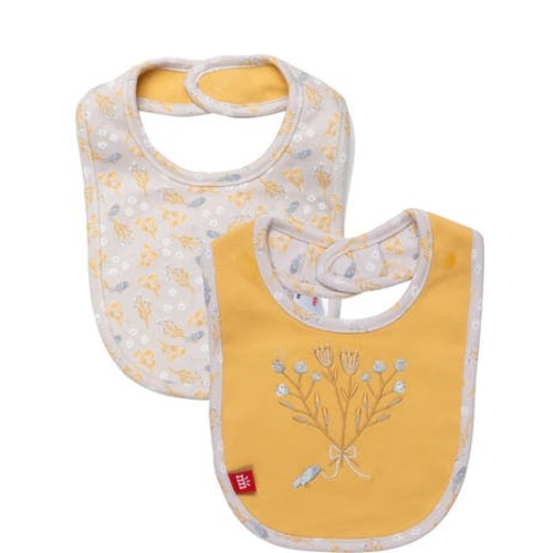 Logan Reversible Embroidered Organic Cotton Bib