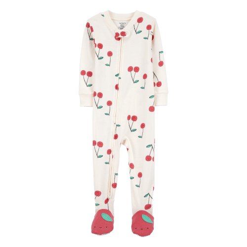 Baby Cherry Print Snug Fit Cotton Footie 1-Piece Pajamas - White - Carter's | Carter's