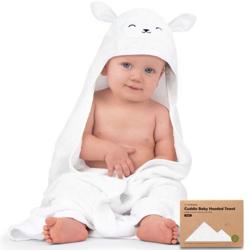 Keababies Cuddle Baby Hooded Towel, Organic Baby Bath Towel, Hooded Baby Towels, Baby Beach Towel For Newborn, Kids (lamb, Petite)