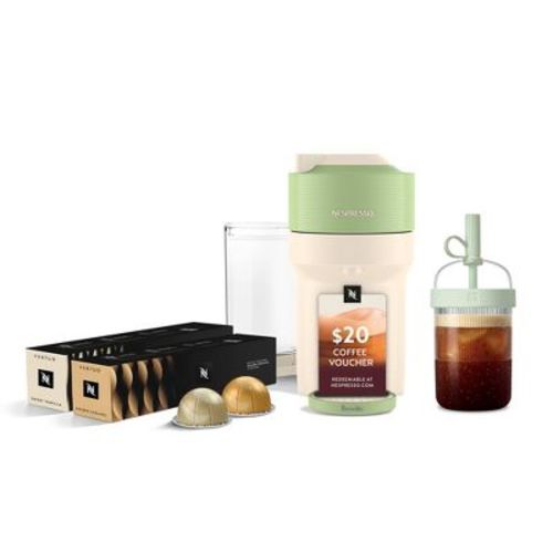 Nespresso Limited-Edition Vertuo Pop+ Coffee and Espresso Maker Flavored Iced Bundle by Breville Pistachio