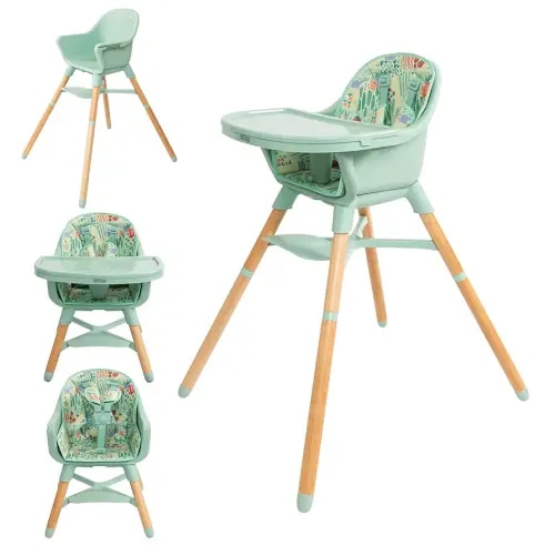 Nuby 4-in-1 Baby High Chair Seat with Removable Tray - 6+ Months to 3 Years - Adjustable Toddler Chair for Eating - Holds Up to 60 lbs - Green