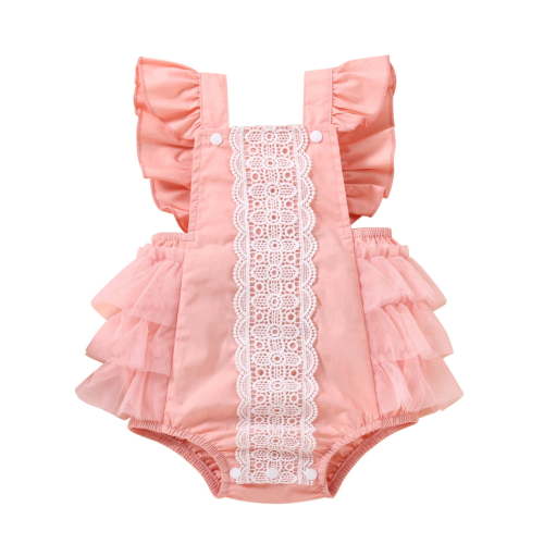 Youmylove Baby Onesie Bodysuits Sleeveless Bodysuit Ruffled Romper Girls Baby Lace Infant Clothes Girls Romper&Jumpsuit Fashion Summer Clothing For 3-6 Months