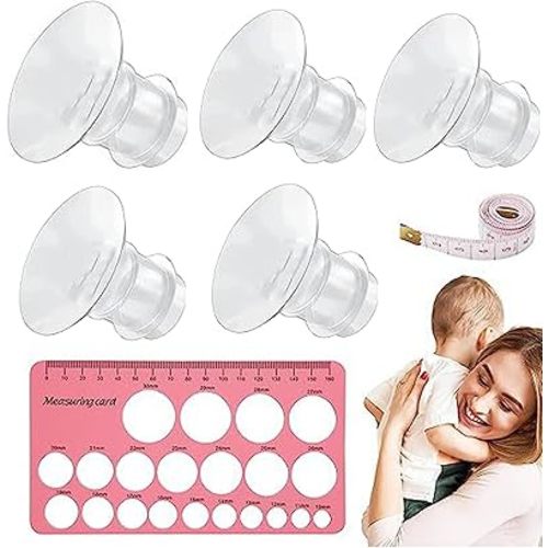 Flange Sizing Kit 13 15 17 19 21mm for 24mm Flange of Most Pumps, Silicone Flanges Insert for Spectra Electric Breast Pump, Breastfeeding Essential Pumping Kit for Moms