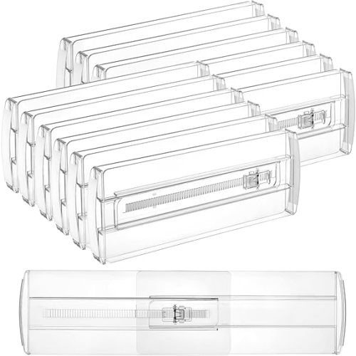 Vtopmart 12 Pack Drawer Dividers for Clothes, Adjustable 4" High Expandable from 10.6"-17" Dresser Drawer Organizer, Clear Plastic Separators for Dresser, Baby Clothing, Cosmetic and Office Storage