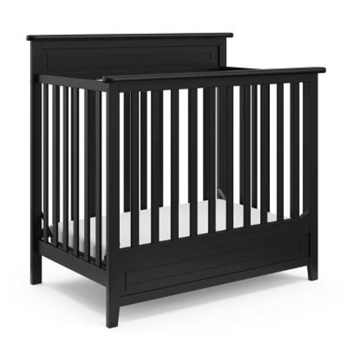Storkcraft Petal Convertible Mini Crib With Mattress - Black
