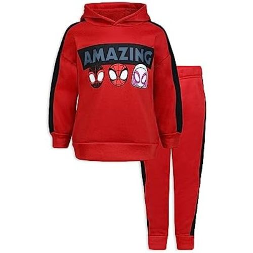 Marvel Spidey and His Amazing Friends Boys 2 Piece Outfit Graphic Pullover Hooded Sweatshirt and Pant Set for Toddlers