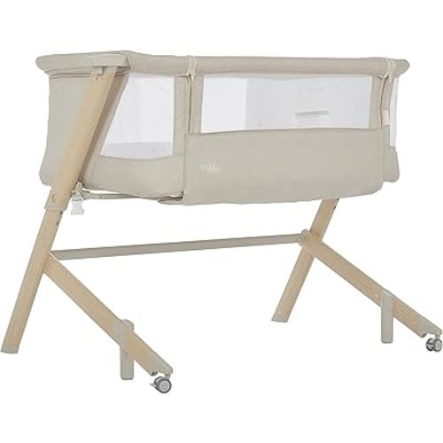Evolur Stellar Bassinet and Bedside Sleeper, Easy to Fold and Carry, Lightweight and Portable Baby Bassinet, Height Adjustable, Mattress Pad Included, Beige