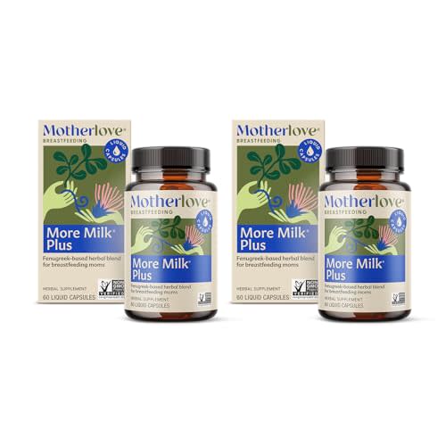 Motherlove More Milk Plus (60 Liquid caps 2 Pack) Fenugreek-Based Lactation Supplement to Support Breast Milk Supply—Non-GMO, Organic Herbs, Vegan, Kosher