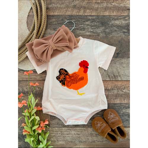 Cluck Cluck Button Short Sleeve Onesie