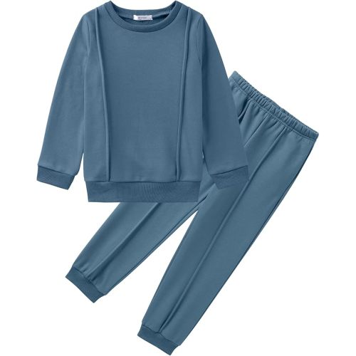 Arshiner Boys Round Neck Long Sleeve Sweatshirt and Pants Set Fall Winter Clothes Toddler Boy 2 Piece Thick Outfits - Blue - 2Years