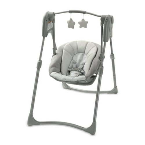 Graco Slim Spaces Compact Infant Baby Swing, Space Saver with Foldable Design, Reign