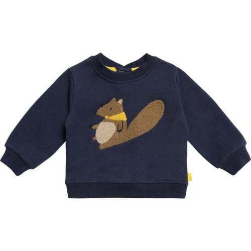 Squirrel Baby Sweatshirt, Navy and Brown - Mon Coeur Tops | Maisonette