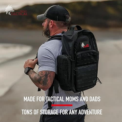 WOLF TACTICAL Military Inspired Diaper Bag - Dad Diaper Bag Backpack with Changing Mat, Mens Diaper Bag for Dad