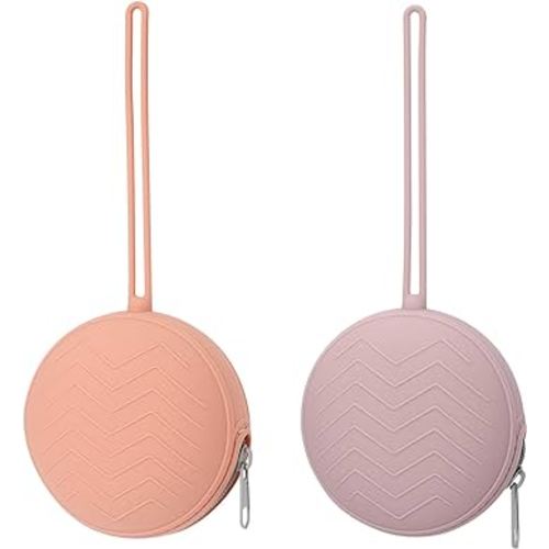 2 Pack Silicone Pacifier Holder Case, BPA-Free Silicone Newborn Pacifier Holder for Baby Boys & Girls, Travel Pacifier Storage Case for Diaper & Strollers (Muted/Lilac)