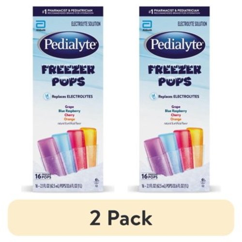 (2 pack) Pedialyte Electrolyte Solution, Freezer Pops, Variety Pack, 16 Pack