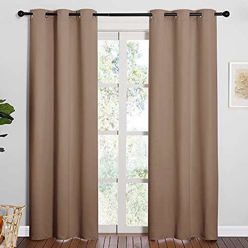 NICETOWN Window Treatment Thermal Insulated Solid Grommet Blackout Curtains/Drapes for Bedroom (1 Pair, 42 by 84 Inch, Cappuccino)