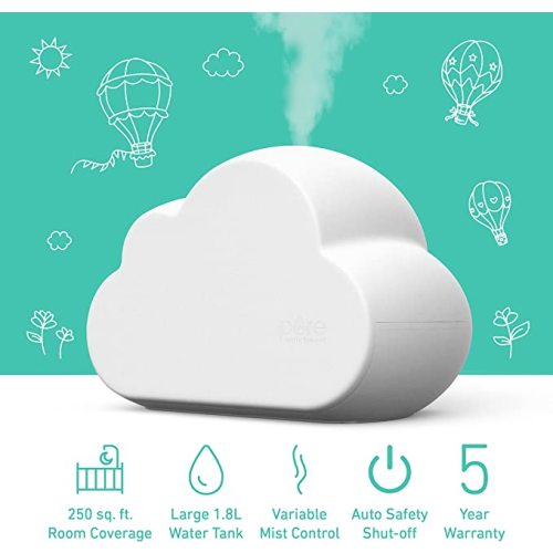 Pure Enrichment® PureBaby® Cloud Ultrasonic Cool Mist Humidifier - Whisper-Quiet Variable Mist for Up to 24 Hours of Mist, Color Changing Night Light, BPA-Free, Ideal for Baby Nursery and Kids Bedroom