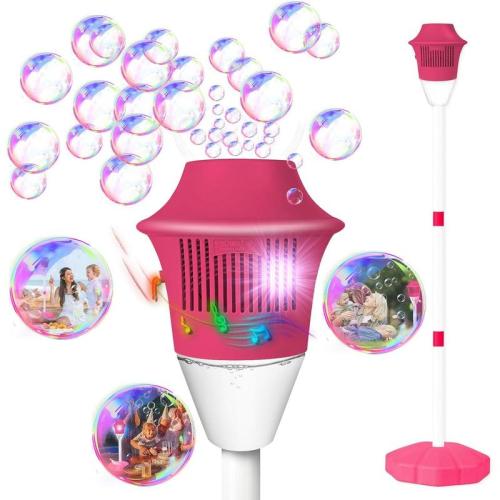TikTok Shop: Bubble Machine with Light for Kids, Automatic Height 47" Vertical Bubble Maker, Battery Operated (Excluding Battery) Bubble Blower Outdoor Summer Toys for Birthday, Wedding, Christmas-Red
