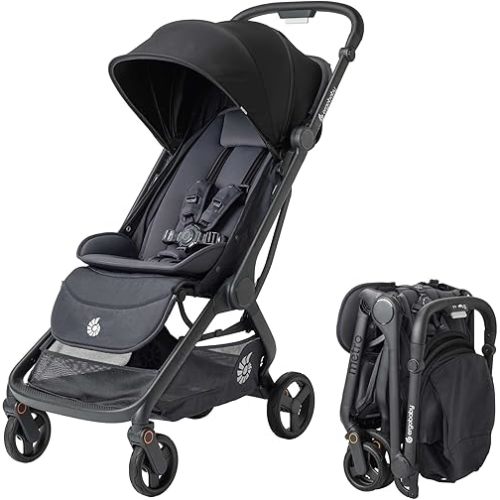 Ergobaby Metro 3 All in One Compact Baby Stroller, Lightweight Travel Stroller, Easy One-Hand Fold for Overhead Airplane Storage (Carries up to 50 lbs), Car Seat Compatible, Onyx Black