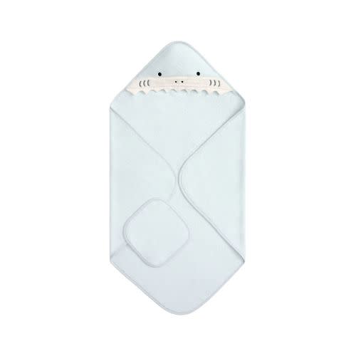 Super Soft Animal Baby Hooded Towel & Washcloth Set, Shark