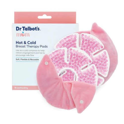 Dr. Talbot's Mom Hot and Cold Breast Therapy Pads - 2 Count - Reusable Gel Packs with Covers for Engorgement Relief & Milk Flow Support