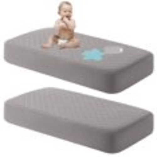 Ntbay 2 Pack Quilted Toddler Waterproof Fitted Sheets, Ultra Soft Breathable Crib Mattress Protectors with Deep Pocket, 24" x 38", Smoke Gray