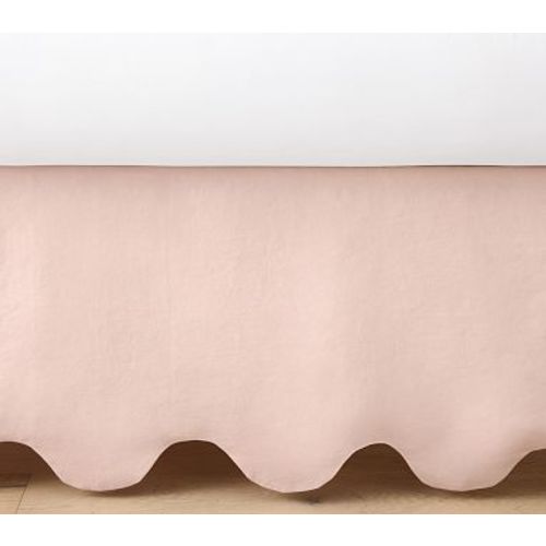 Scalloped European Linen Crib Skirt , Blush