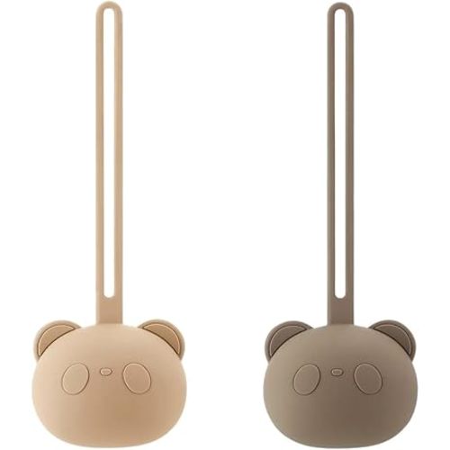 PandaEar 2 Pack Silicone Pacifier Holder Case, Bear Shape Pacifier Storage with Strap for Travel & On-The-Go, Soft Portable Binky Container for Baby Newborn Infant