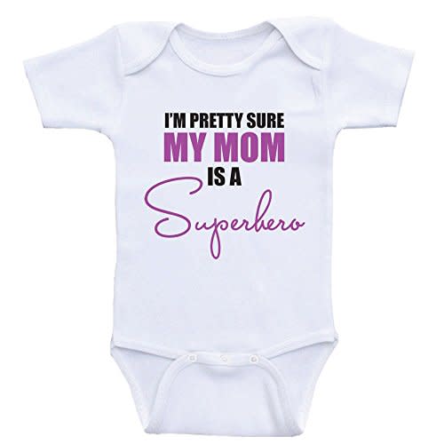 Heart Co Designs Baby Clothes - My Mom Is A Superhero - Sweet Baby Romper Bodysuits