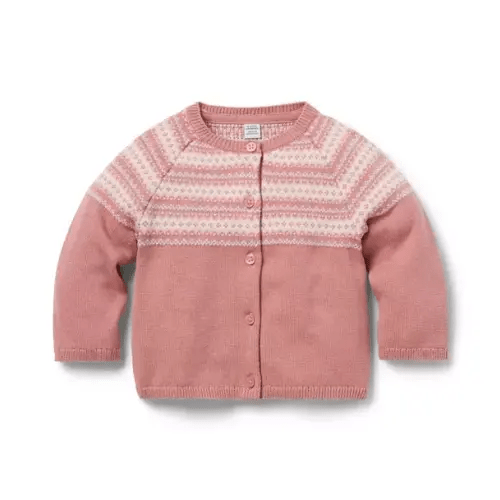 Newborn Antique Rose Fair Isle Baby Fair Isle Cardigan by Janie and Jack