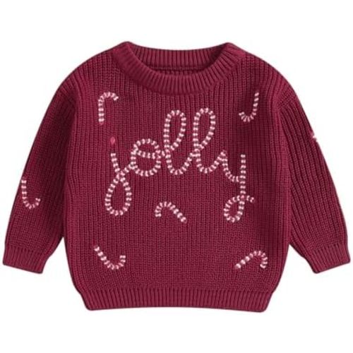Newborn Toddler Baby Boy Girl Christmas Sweater Merry Embroidery Knitted Sweater Oversized Winter Warm Clothes