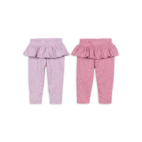Little Star Organic Baby Girl 2 Pk Peplum Leggings, Size Newborn-24 Months