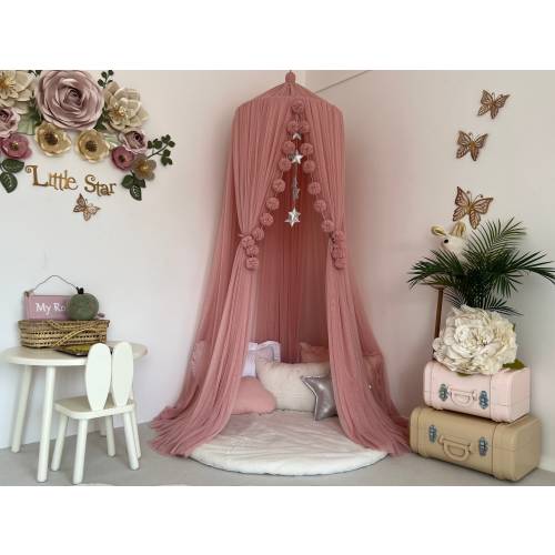 Blush Canopy, Dusty Pink Tulle Canopy, Pink Bed Curtains, Crib Canopy, Kids Tent, Canopy Bed Cover, Canopy Curtain