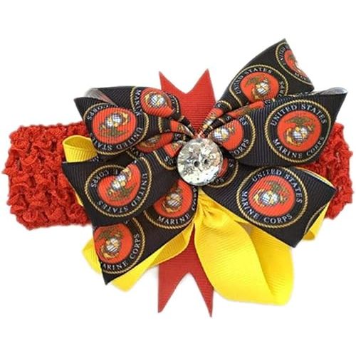 Marine Corps Baby Girl Boutique Bow Crocheted Headband