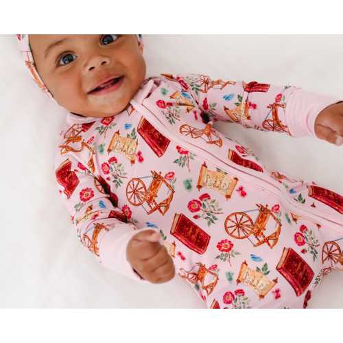 SLEEPING BEAUTY Bamboo Baby Pajamas, Princess Baby Pajamas, Bamboo Baby Sleepers, Zippered Baby Romper, Baby Girl Bamboo Pajamas, Pink PJs