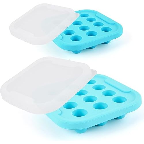 Breast Milk Freezer Tray - Perfect Storage Container Silicone Baby Food Freezer Tray Mold With Lid for Bone Broth, Purees Baby Food and Purees Color Aqua Blue