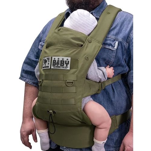 Ergonomic Lumbar Support Baby Carrier for Infants to Toddlers (8-33 lbs), Cozy and Lightweight Military Baby Carrier for Big and Tall Parents-Jungle Green