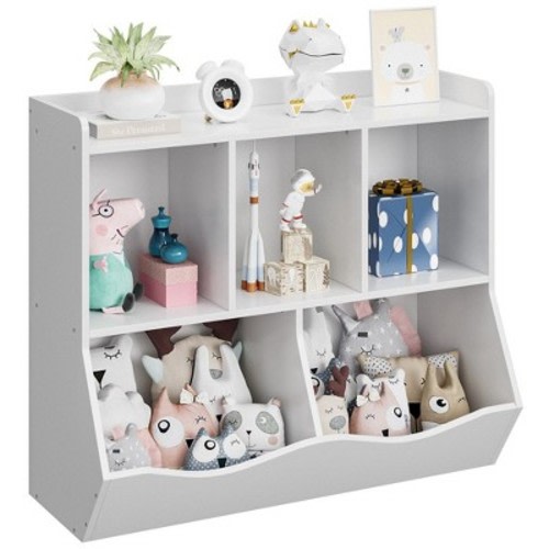 Trinity Kids Bookshelf and Bookcase Toy Storage Multi Shelf with Cubby Organizer Cabinet for Boys Girls,Playroom, Color: White