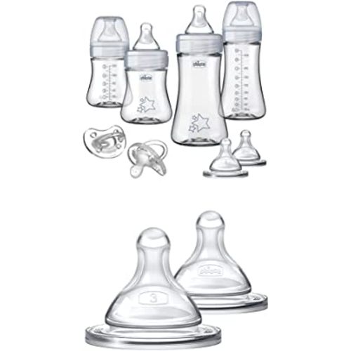 Chicco Duo Bundle - Starter Set with Size 3 Nipples, All Stages of Nipples Included