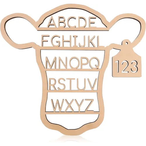 Nichake Western Nursery Wall Decor Neutral Cow Alphabet Wall Art,3D Cut ABC Letters Signs,Boho Wall Decor for Nursery, Bedroom, Playroom,and Kids Room