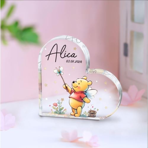 Personalized Pooh Bear Gifts, Winnie the Pooh Baby Keepsake, New Baby Gift Nursery Bedroom Decor, Birthday Gift for Her Him Baby Kids