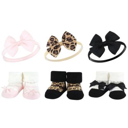 Hudson Baby Infant Girl Headband And Socks Giftset, Leopard, One Size