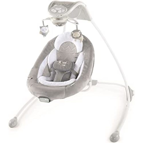 Ingenuity InLighten Baby Swing - Cool Mesh Fabric, Vibrations, Swivel Infant Seat, Nature Sounds, Light Up Motorized Mobile - Braden