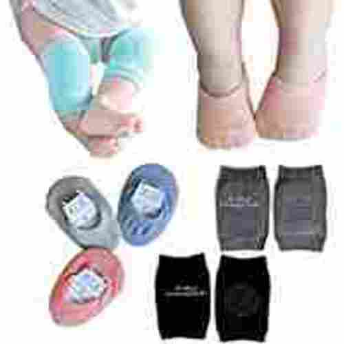 Baby Crawling Anti-Slip Knee and Anti Slip Baby Boys Girls Socks Best Infant Gift, Unisex Baby Toddlers Kneepads 2 Pairs, Soft Cotton Assorted Boys Girls Grip Walkers Socks 3 Pairs (Black Dark Grey)